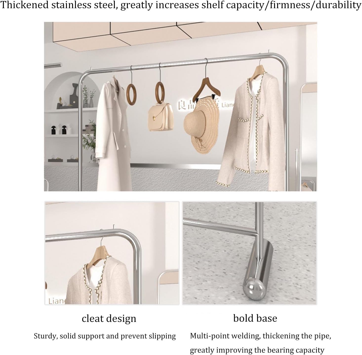 Industrial Plumbing Garment Rack Clothes Rails,Commercial Boutique Clothing Store Clothes Display Rack Heavy Duty Hanger,Multipurpose Clothes Rail Retail Store (L150*40 * 130cm)