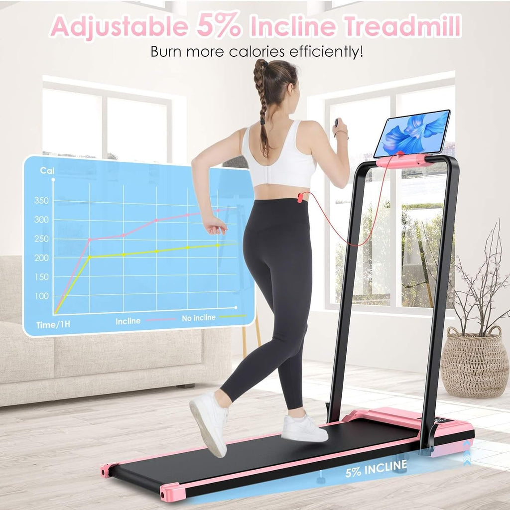 Walking Pad Treadmill with Handle Bar,7.5 MPH Under Desk Treadmill with Incline 300 lb Capacity,Folding Portable Walking Treadmill for Office Under Desk,Running Treadmill Foldable with 12 Programs