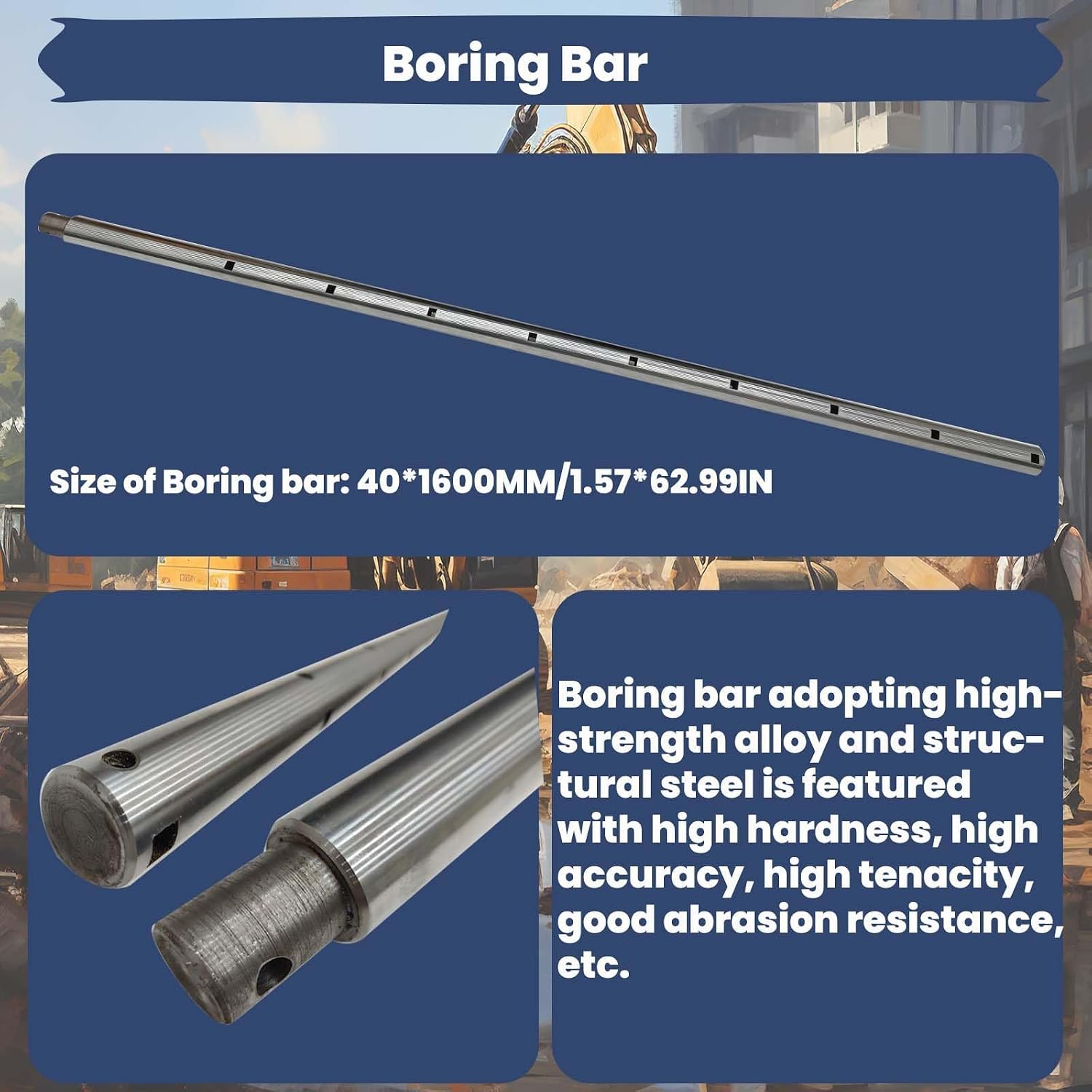 Portable Line Boring Hole Drilling Machine with End Face Repair, 1.77-6.29 Inch Bore Diameter, 5.24ft Bar Rod Control Handle, 110V, 1500W for Excavator Loader Engineering Machinery Boring
