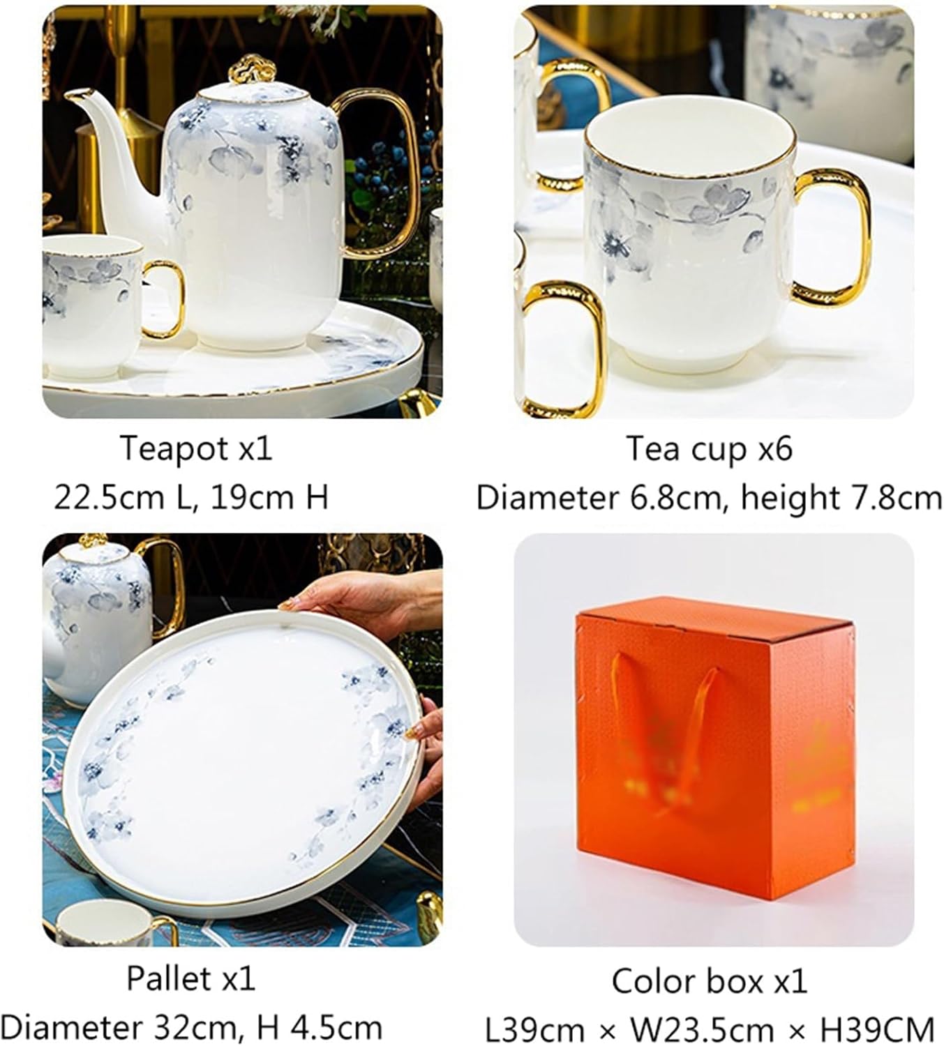 Beverage Serveware 8-piece fashionable teapot, cup, teacup, water cup set with cups, coffee cup, home living room gift box Water Carafe