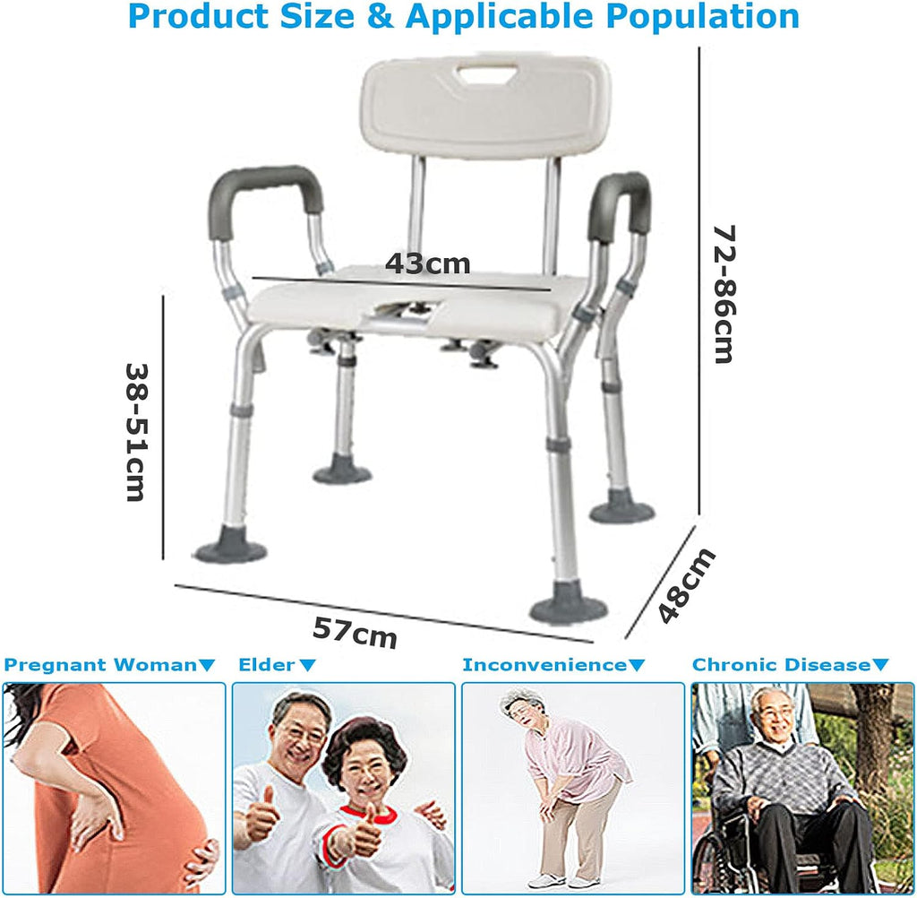 Bedside Commode Chair, Heavy-Duty Raised Toilet Seat with Flip-up Handles and 6-Gears Height Adjustable, Portable Bathroom Potty Chair for Adults