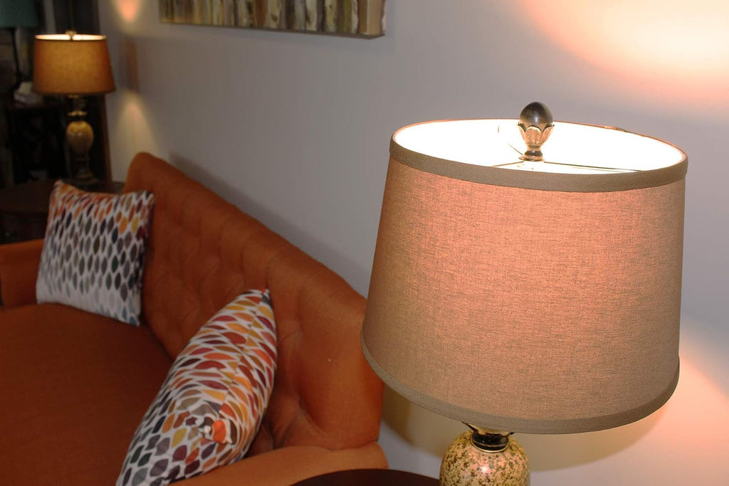 FenchelShades.com Set of 2 Lampshades 10' Top Diameter x 12' Bottom Diameter x 8' Slant Height with Washer (Spider) Attachment. Attaches to Lamps with an existing Harp (not included) (Linen Earth)