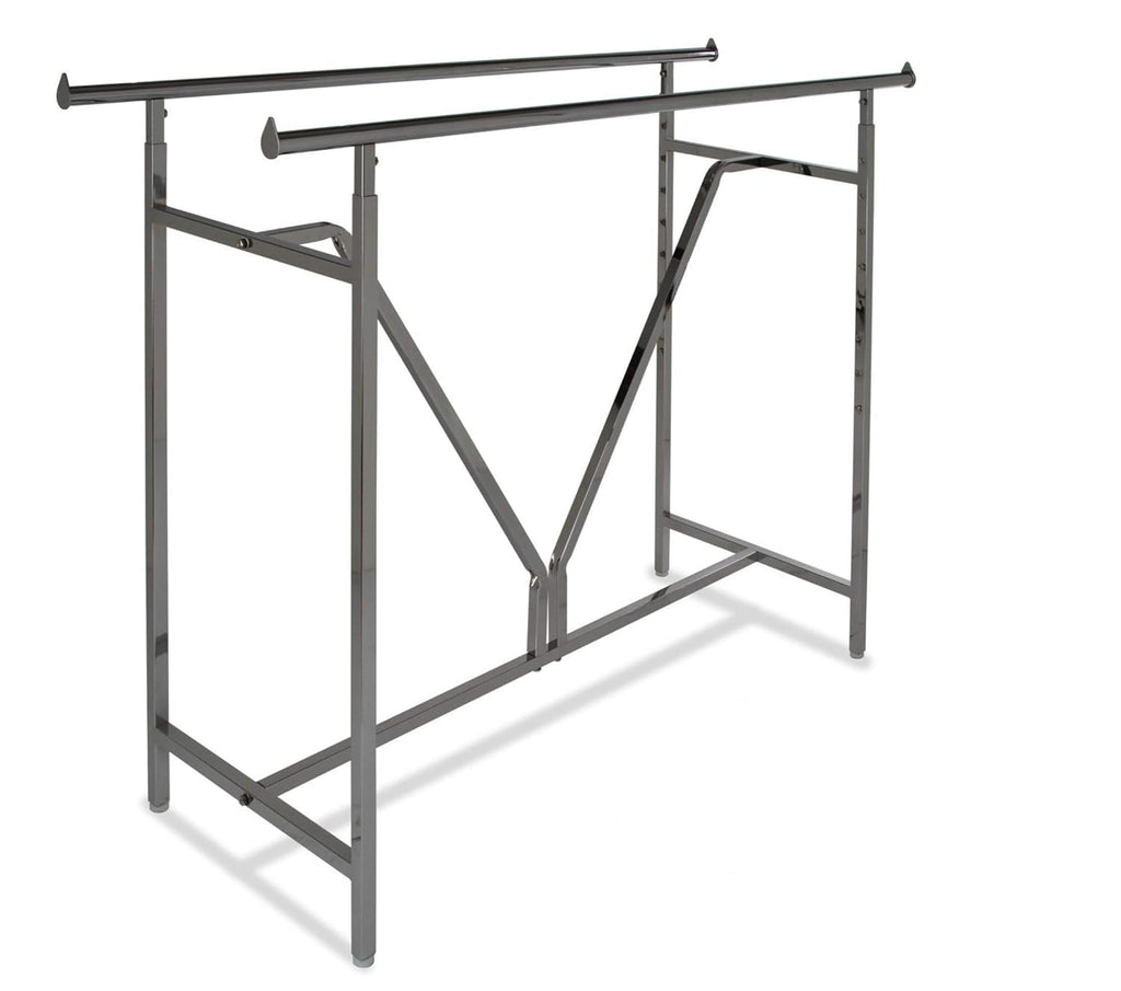 Only Hangers Adjustable Height - Heavy Duty - Double Bar Rectangular Rack with V-Brace - Maximum Extended Height to 81'