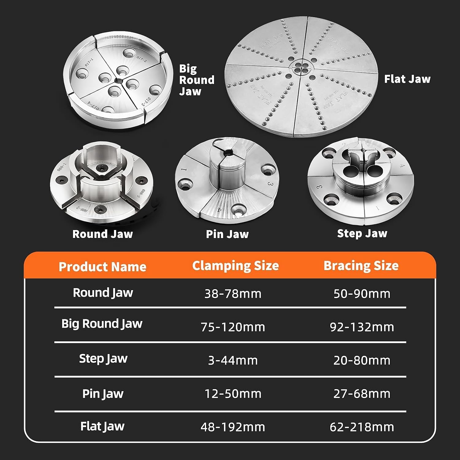 3.75-Inch 4 Jaw Wood Turning Lathe Nickel Plated Chuck and Cutting Jaws Kit with T-Wrench and 6 Corner Star Fasteners 1 Inch x 8TPI