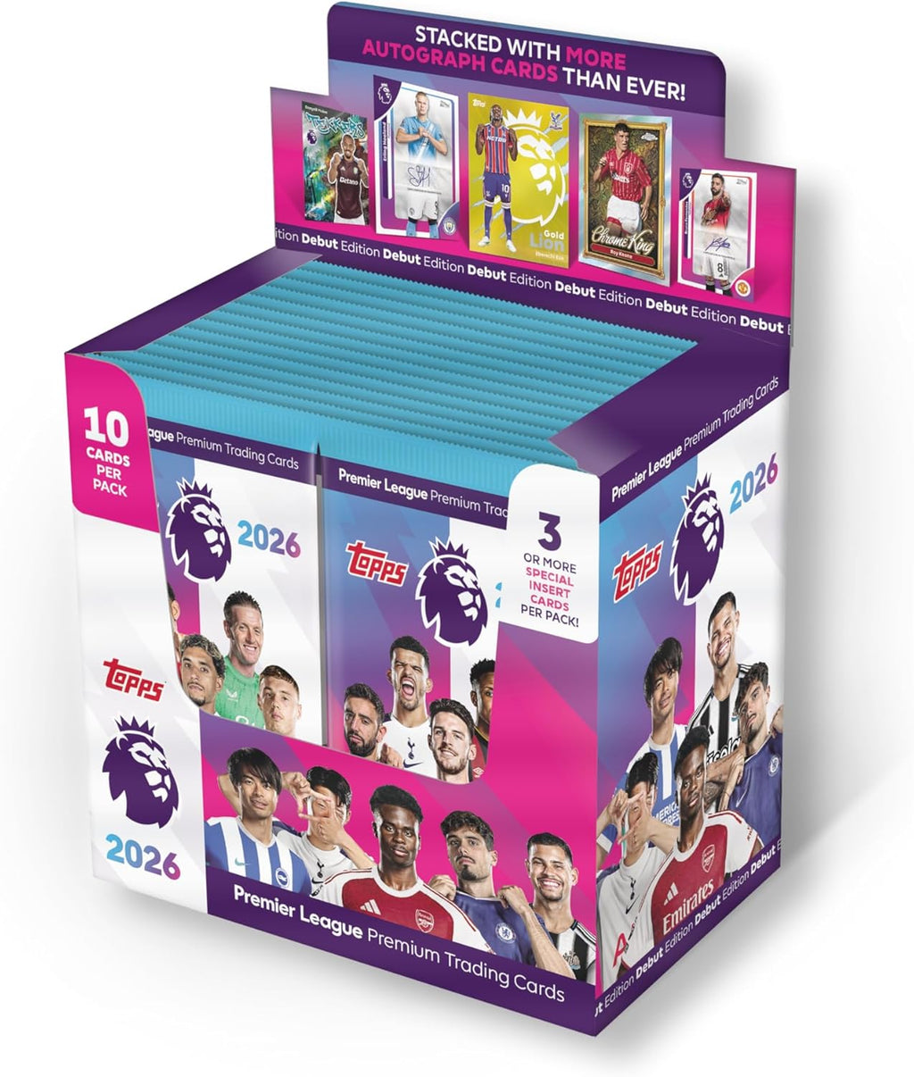Topps Premier League 2025-26 - Debut Edition - Full Box - 28 Packets per Box (280 Cards) 3 or More Special Insert Cards per Packet.