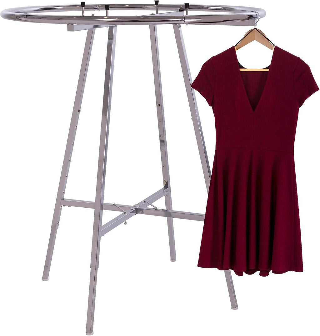 Econoco Industrial Display Rack Round – Round Folding Rack, 42' Diameter Folding Round Clothes Rack, Folding Round Garment Rack, Folding Display Rack, Chrome