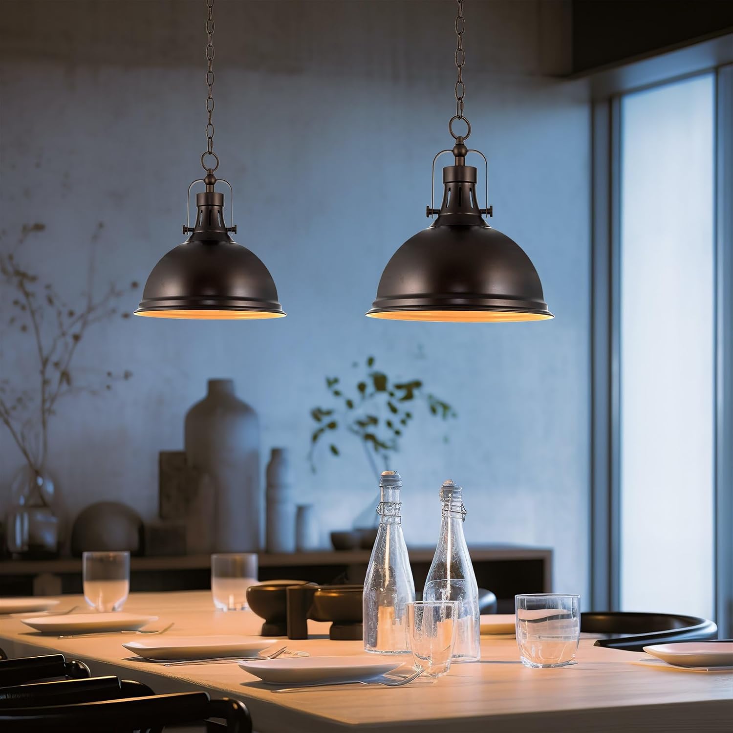 Kira Home Belle 14' Modern Industrial Pendant Light, Adjustable Hanging Height, Oil Rubbed Bronze Finish