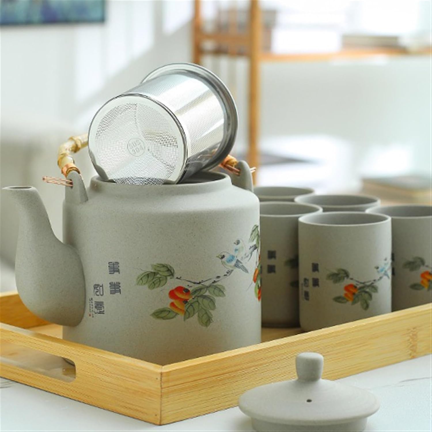 Beverage Serveware Large-capacity lifting beam tea set complete set of one pot and six cups Chinese restaurant kettle and cups for home use Water Carafe