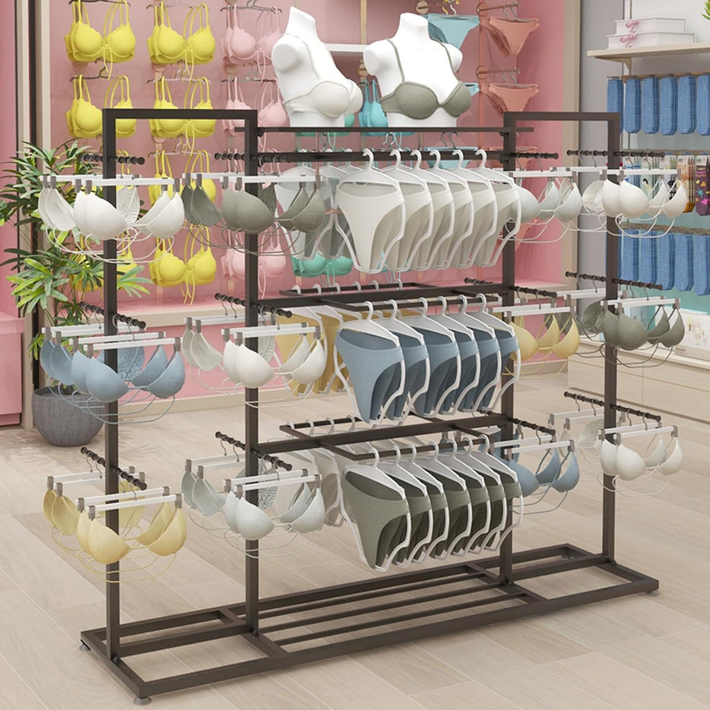 Coat Rack Stand, Underwear Display Stands, Freestanding Clothing Store Boutiques Retail Lingerie Garment Rack, Commercial Shelves for Socks Bra Panties Scarves Storage