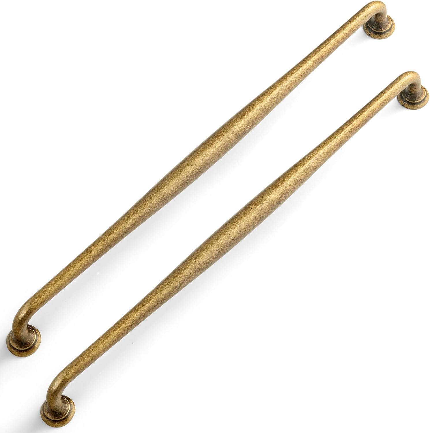 Antique Brass Transitional Cabinet Pulls, 12-5/8 in Hole Centers, 6 Pack Zinc Alloy Handles for Kitchen Drawers Dresser Vanity