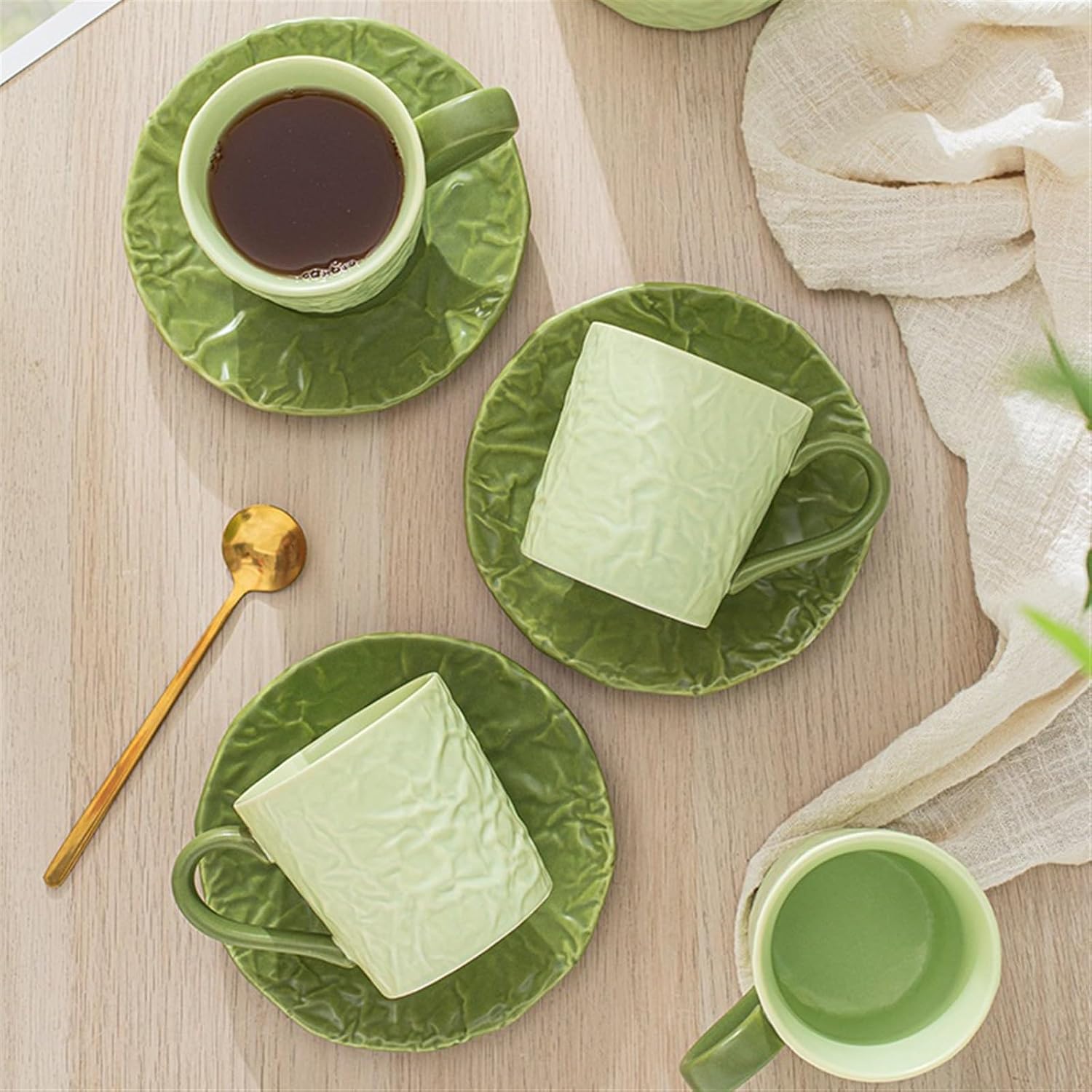 Beverage Serveware Ceramic water cup water set gift box tea cup tea set living room cold kettle flower tea set home coffee set Water Carafe(Green)