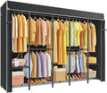 ULIFHOME H50C Extra Large Clothes Rack with Cover, Freestanding Portable Closet, Covered Clothing Racks for Hanging Clothes, Heavy Duty Garment Rack, Wardrobe Closet with Black Cover Max Load 1350 Lbs