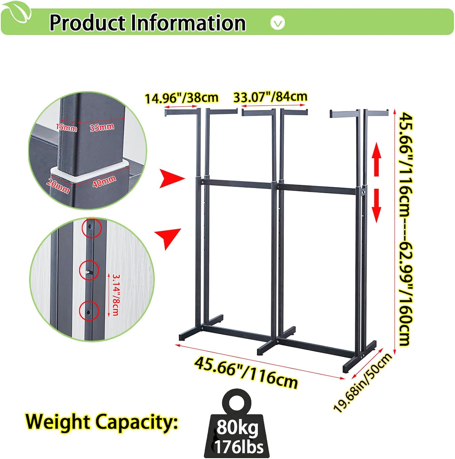 Floor Standing Metal Garment Rack - Heavy Retail Display Racks With Wheels, 6 Arms Clothing Rack, Square Tubing Portable Shirt Rack, Merchandise Display RackFor Hanging Clothes (Pink)