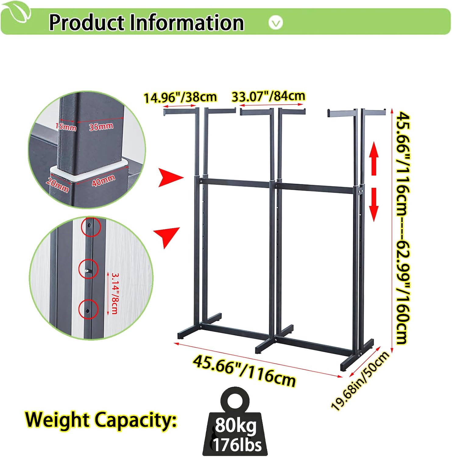 Floor Standing Metal Garment Rack - Heavy Retail Display Racks With Wheels, 6 Arms Clothing Rack, Square Tubing Portable Shirt Racks, Merchandise Display For Hanging Clothes (White)
