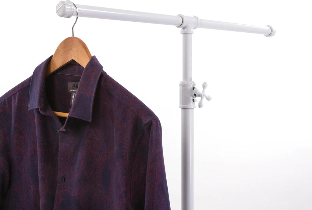 Econoco Pipeline Double Sided Boutique Rolling Rack, Adjustable Height, Heavy Duty Clothing Display with Wheels, Retail Garment Rack