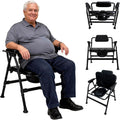 Heavy-Duty Large Bone Bedside Commode, 800lbs Weight Capacity & Extra-Wide Padded Seat, Adjustable Height Folding Toilet Chair for Seniors,Disabled, Patient Home Care(Black)
