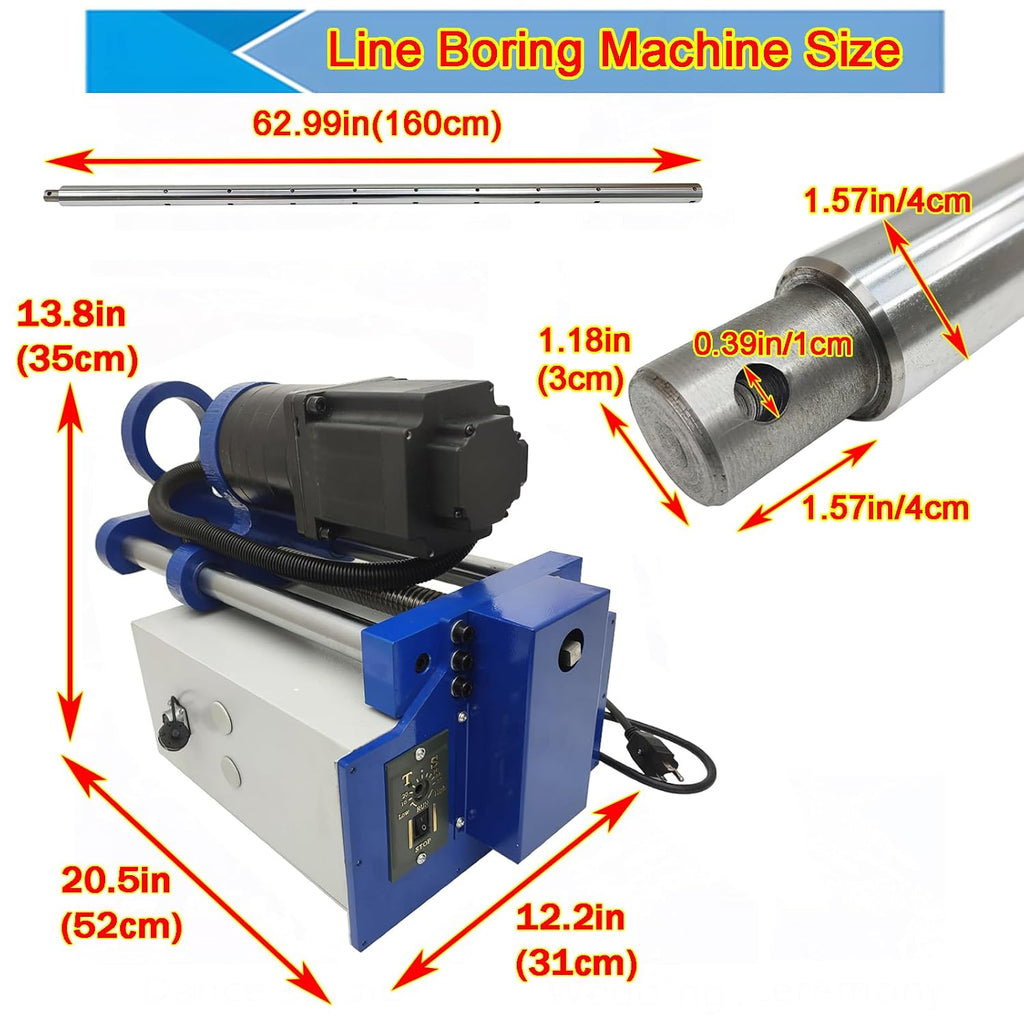 Portable Line Boring Machine, 110V Hole Drilling Machine, 1.77'-6.3' Bore Diameter, 5.2' x 1.57' Bar, Handle Control Professional Boring Equipment