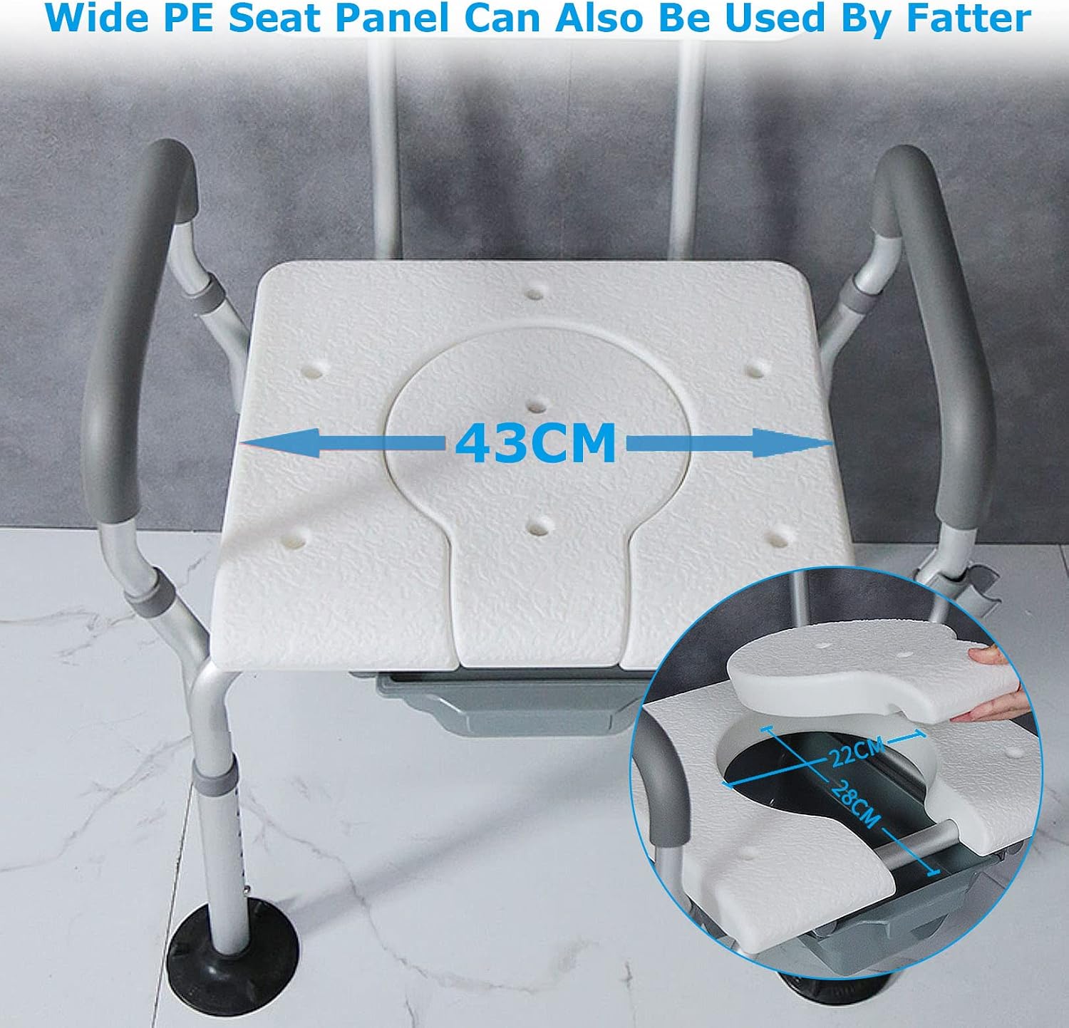 Bedside Commode Chair, Heavy-Duty Raised Toilet Seat with Flip-up Handles and 6-Gears Height Adjustable, Portable Bathroom Potty Chair for Adults