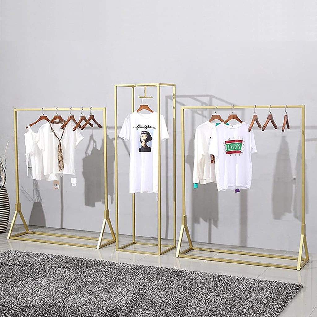 Creative Simple Clothes Retail Heavy Duty Metal Garment Racks,Clothing Store Hanger Storage Shelves,Commercial Wedding Dress Floor-Standing Display Rack (Gold, 71' H)