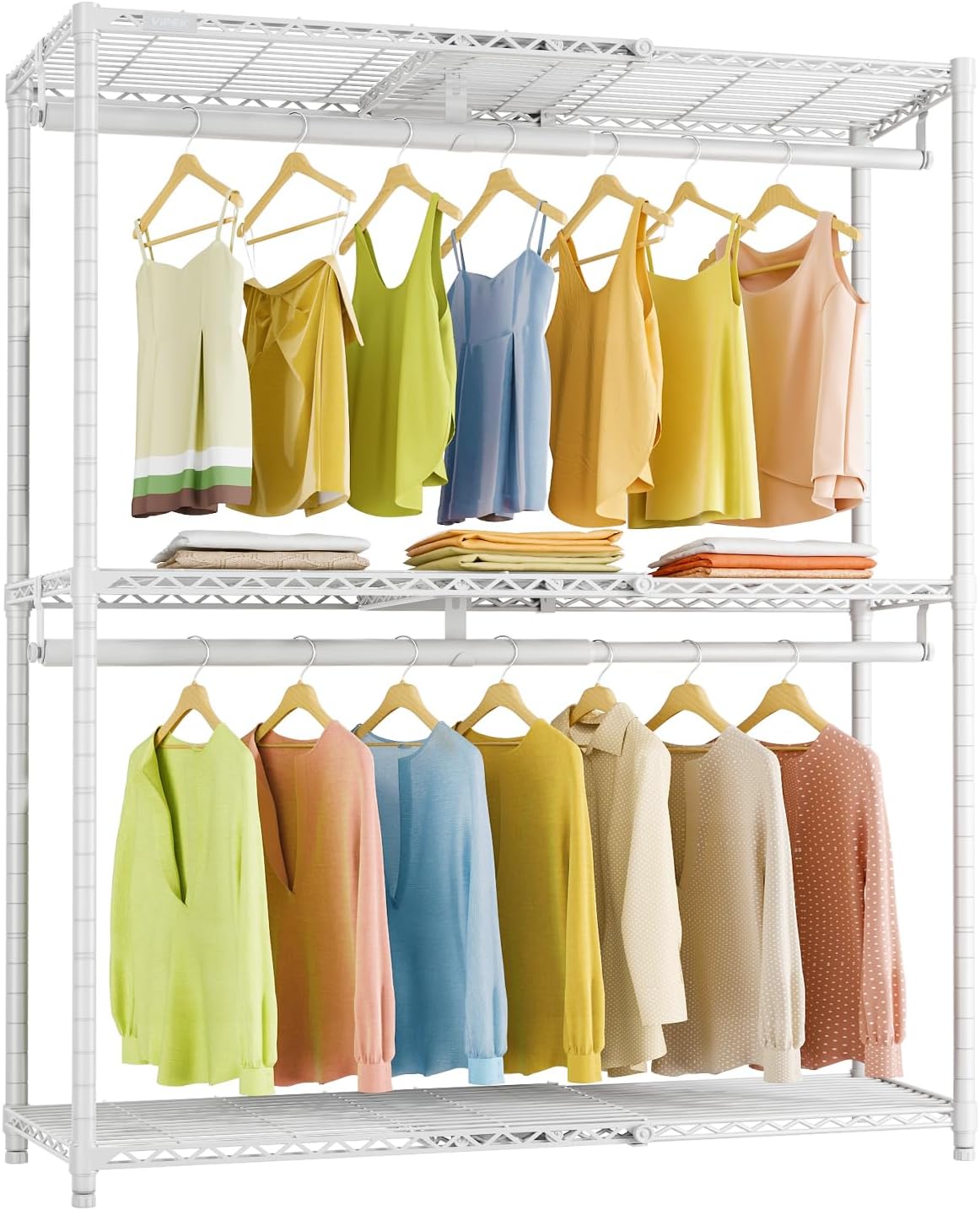 VIPEK X1 Plus Expandable Reach-in Closet Adjustable from 2'8' to 4'6' with Adjustable Shelves and Hanger Rods Clothes Rack Heavy Duty, Metal Clothing Racks Portable Walk-in Closet, White
