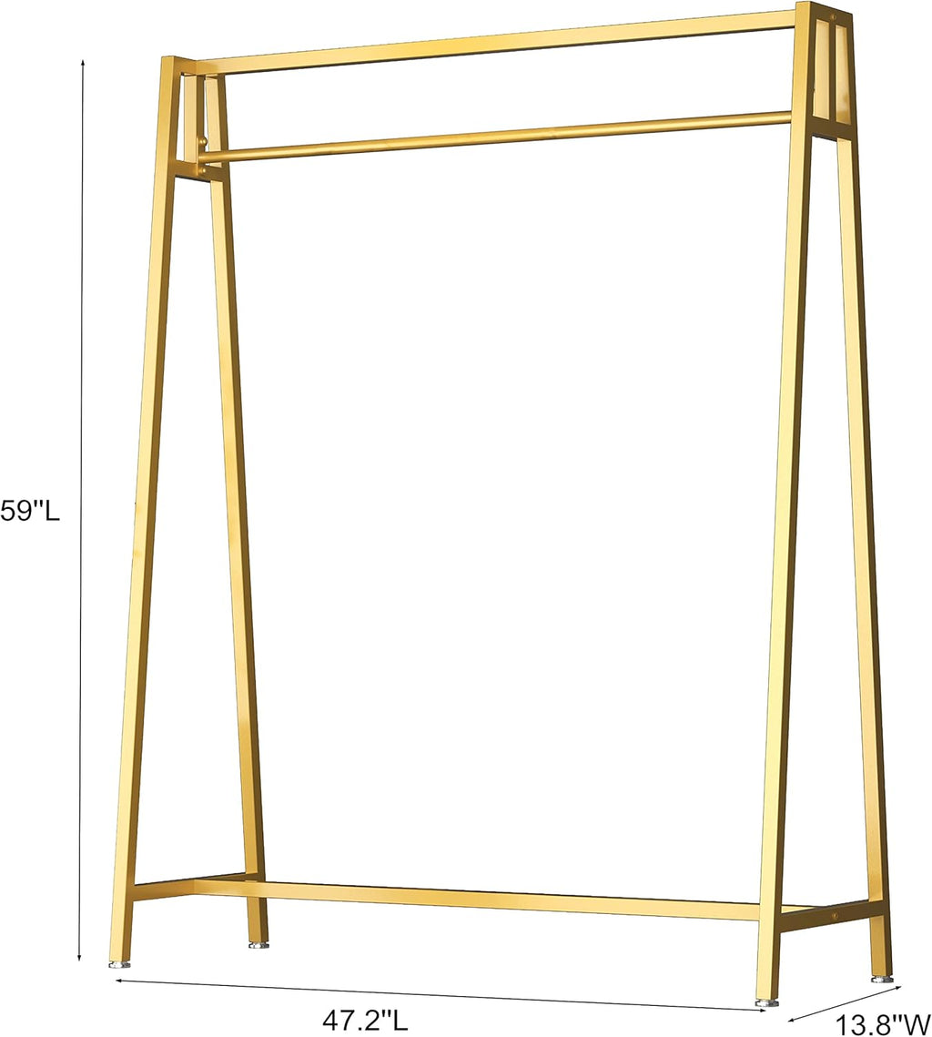 HOMEKAYT Gold Clothing Racks for Hanging Clothes,Modern Metal Heavy Duty Garment Rack,Portable Retail Display Rack Iron Clothing Racks 47''L-Gold