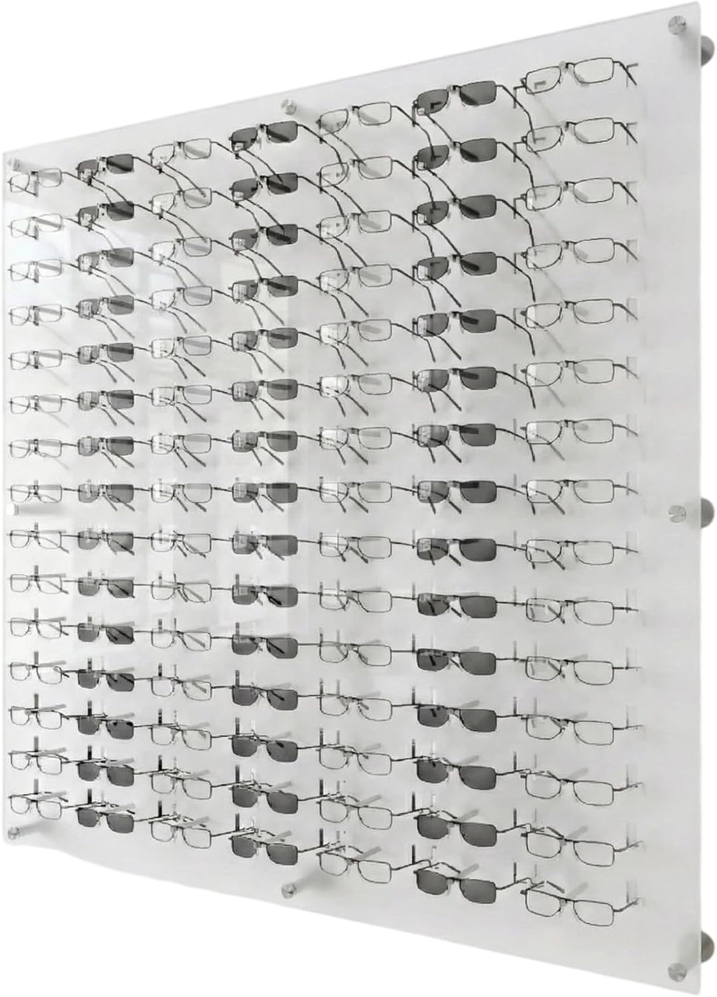 Optical Display for 105 Eyewear Frames - Wall Mount Acrylic Eyewear or Sunglass Display Package in Frosted White for 105 Frames– 47.5' (H) X 47.5' (W)