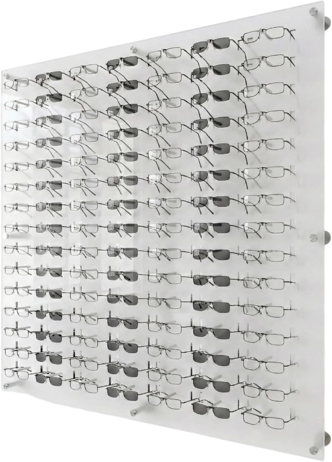 Optical Display for 105 Eyewear Frames - Wall Mount Acrylic Eyewear or Sunglass Display Package in Frosted White for 105 Frames– 47.5' (H) X 47.5' (W)