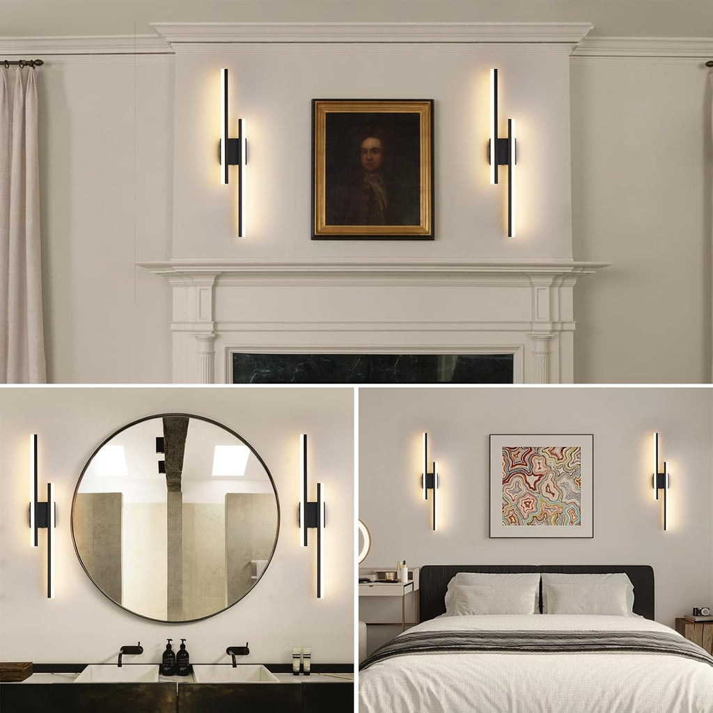 Modern Battery Operated Wall Sconce Set of 2,Dimmable Rechargeable Indoor Led Wall Sconce Lighting,Black Wireless Wall Lamps with Remote Control for Living Room Bedroom Bathroom Hallway