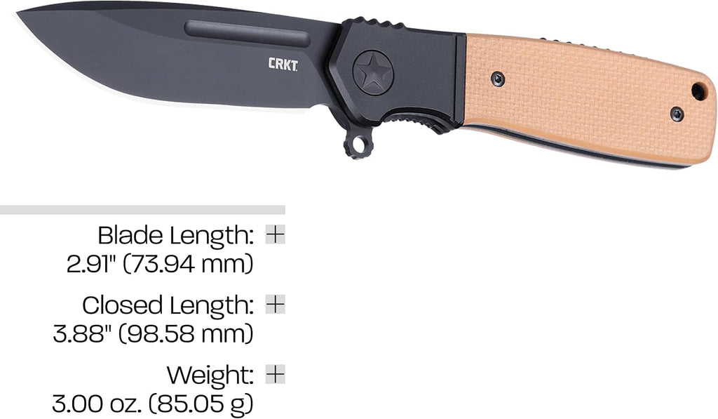 CRKT Homefront Compact Everyday Carry EDC Pocket Folding Knife with Liner Lock: S35VN Plain Edge Blade, G10 w/Aluminum Bolster Handle, Pocket Clip, K245BKP