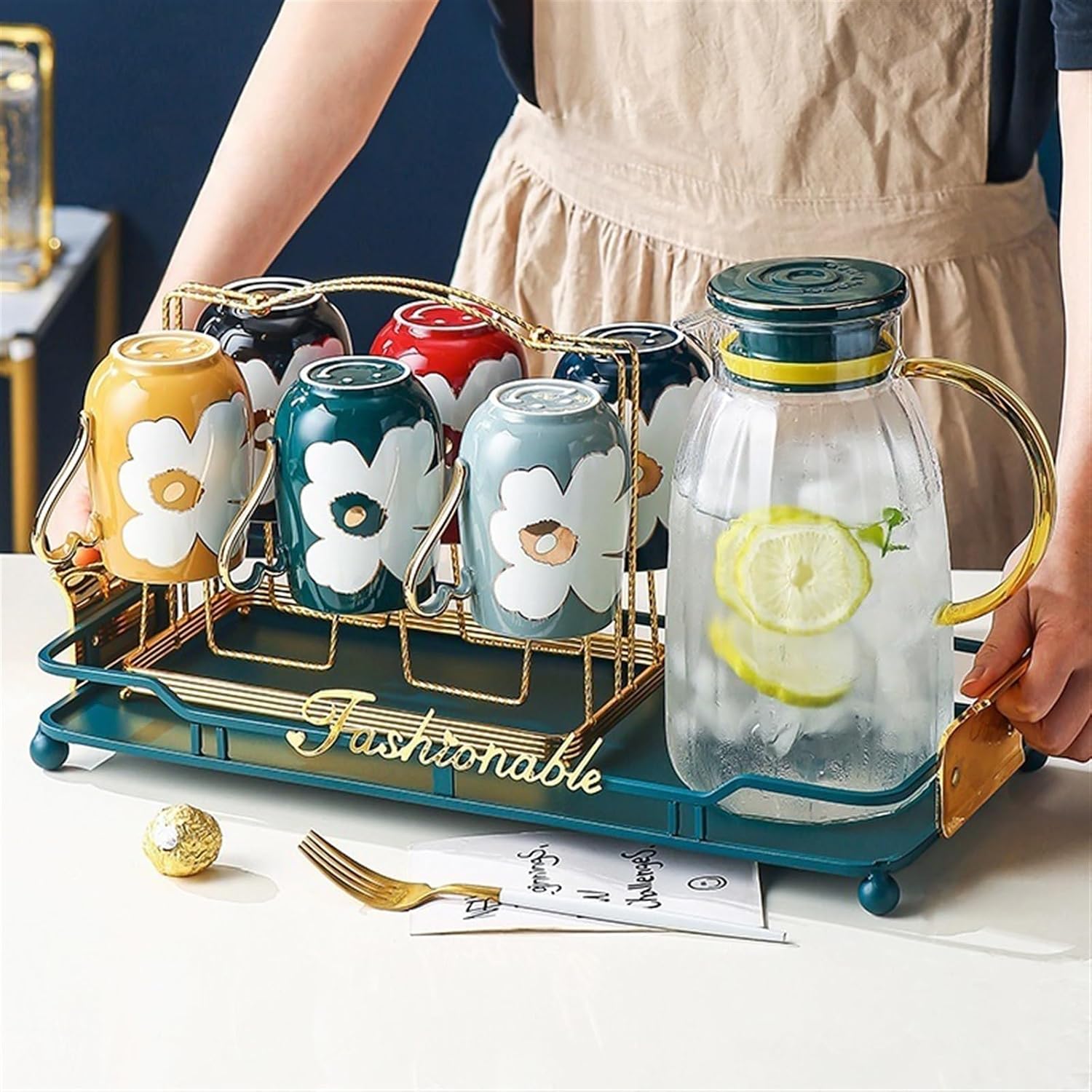 Beverage Serveware Water Cup Household Set Living Room Hospitality Drinking Tea Cup Good-looking Cup with Handle Water Carafe