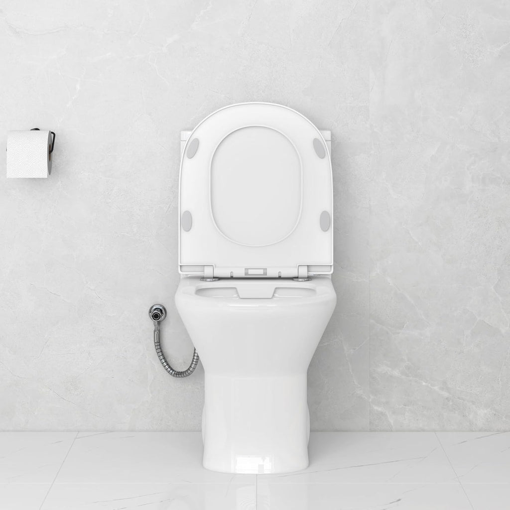 Eridanus Compact One Piece Toilet with Comfort Chair Seat ADA Height 17', Powerful Dual Flush Modern Toilet, 1.1/1.6 GPF, 12' Rough-In, Rimless Bowl with Soft Closing Seat, White