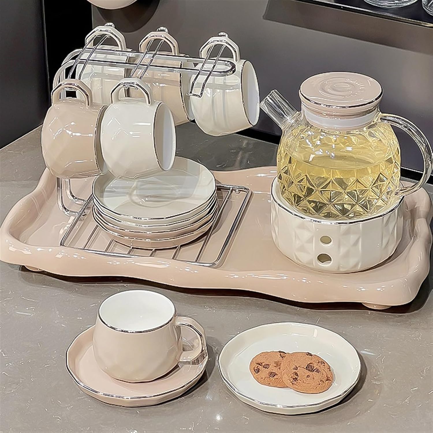 Beverage Serveware Elegant tea set, household tea set, kettle, tea cup set, cups and cups, household living room hospitality cup, water set Water Carafe