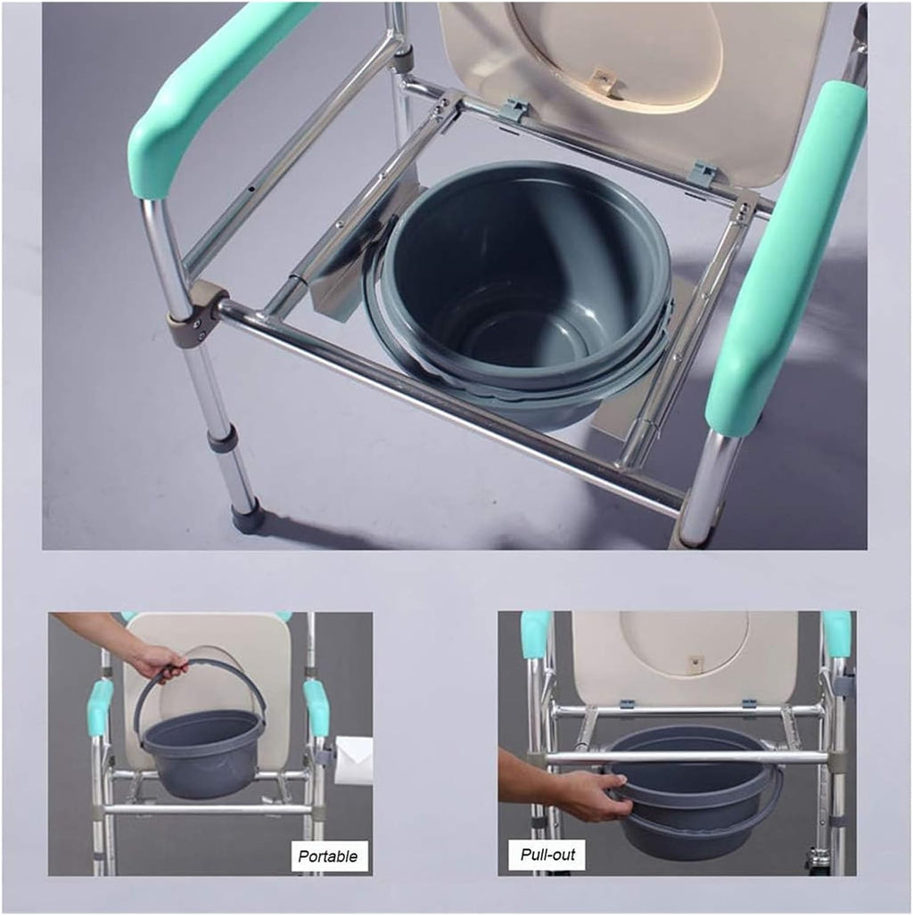 Toilet Chair Homecare Folding Chair Bariatric Toilet Seat Lightweight Shower Bench with Ultra-Premium Padded Splash Guard/Bucket/Lid Bathroom Safety