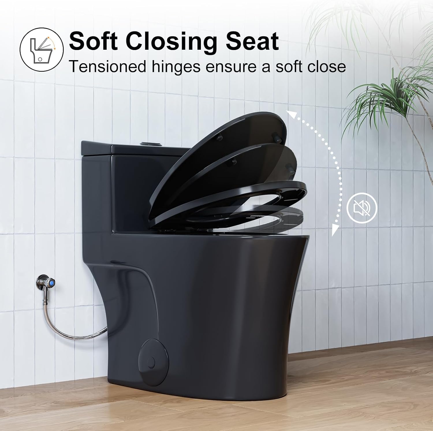 HOROW T0338WB Elongated One Piece Toilet 10' Rough-in, Matte Black Toilet with Comfortable 17.3' ADA Chair Height Seat, Powerful Dual Flush Modern Toilet for Bathroom