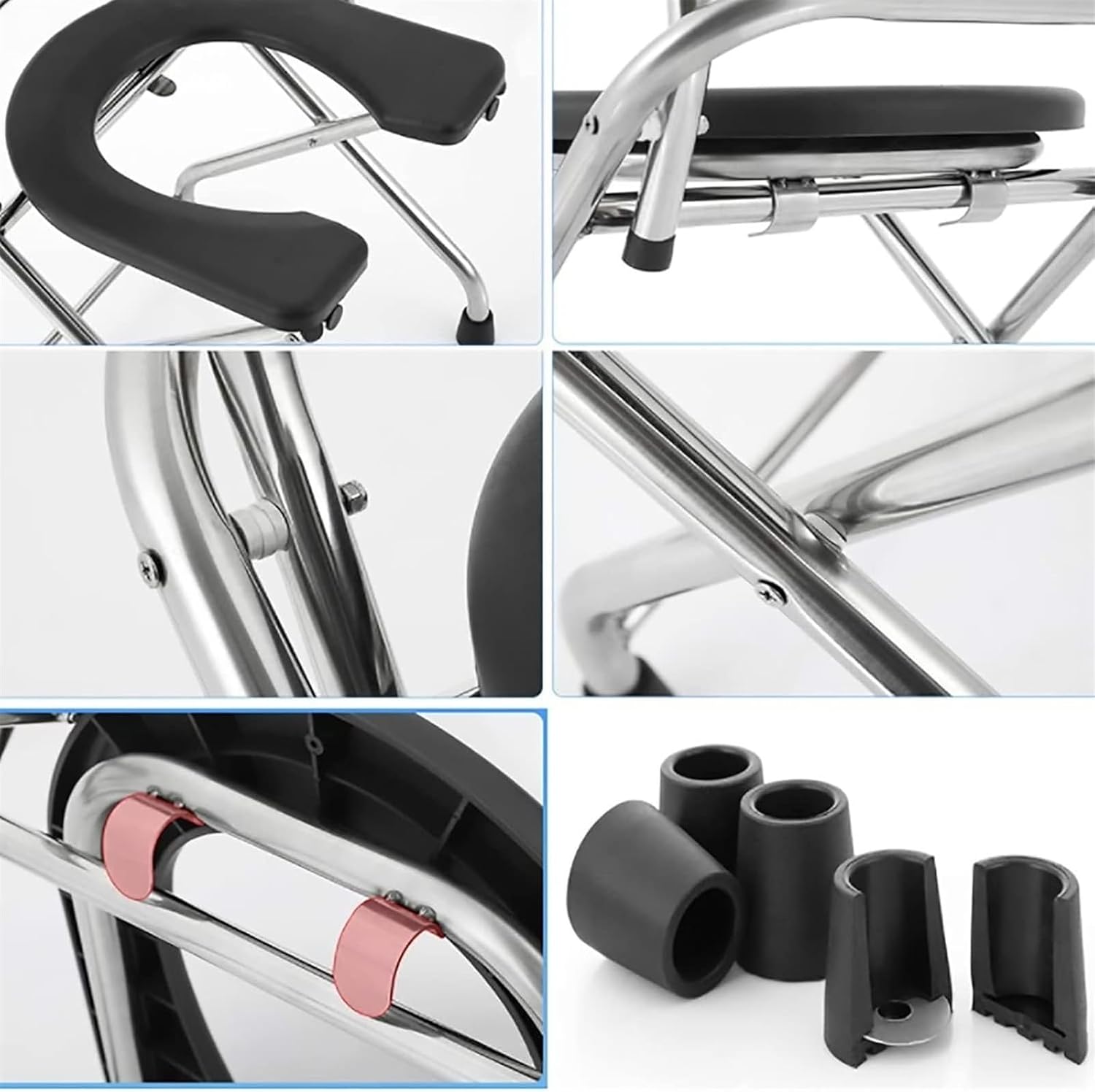 Bedside Commode,Toilet Seat with Handles Chair with Toilet Handicapped Folding armrests Ergonomic seat Non-Slip feet Perforated Folding Portable Toilet Chair