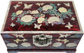 Antique Alive Mother of Pearl Inlay Design Jewelry Box, Wood Jewelry Box, Trinket Case, Keepsake Treasure Chest Box Organizer Holder (Peony Flower)