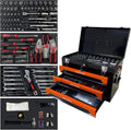 3 Drawer Tool Chest 439-Piece Mechanics Tool Set with Lock, Portable Household Tool Kit Heavy Duty Metal Tool Box for Garage, Warehouse,Workshop and Auto Repair (Orange)