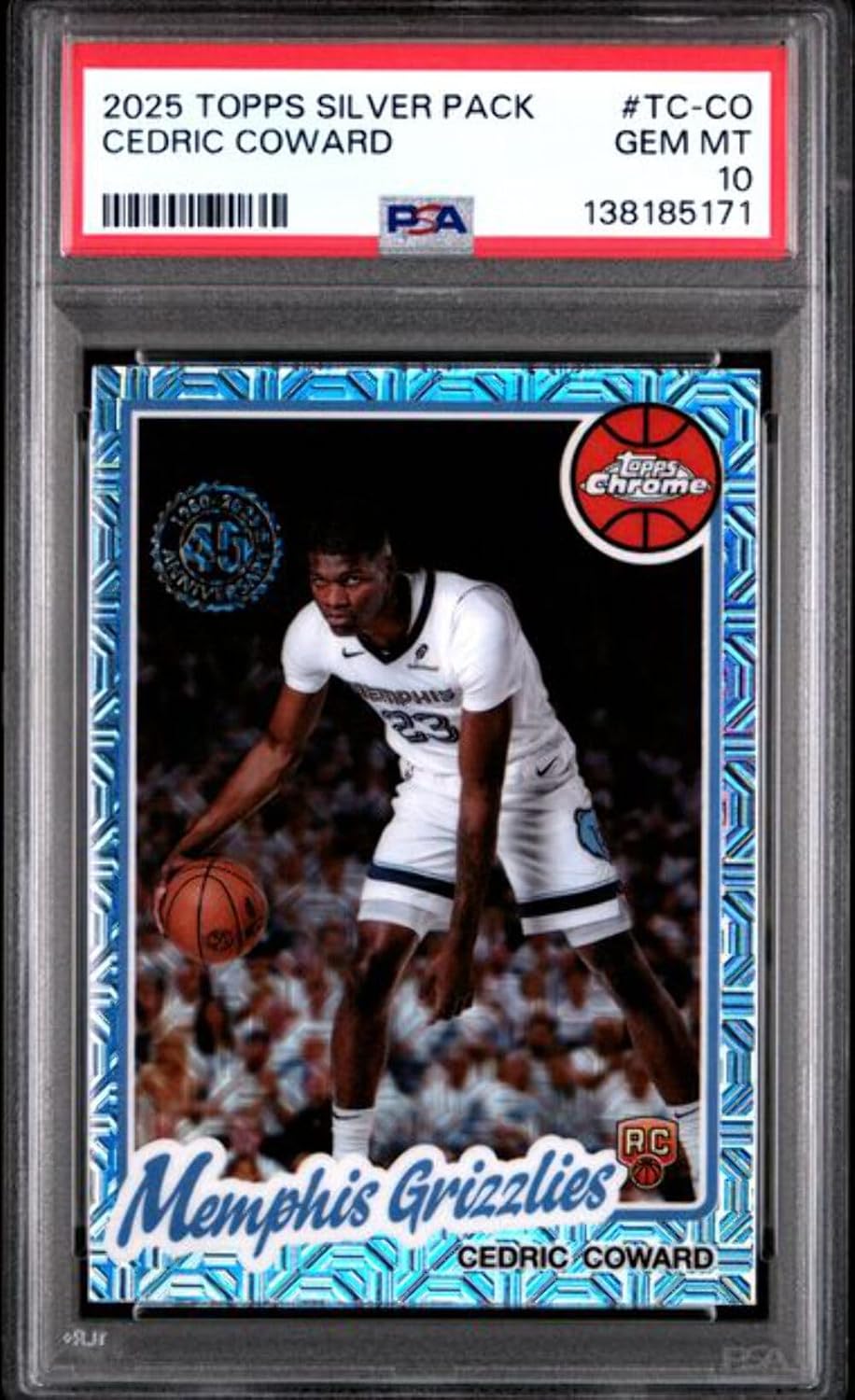 Graded 2025 Topps Silver Pack Cedric Coward #TCCO Rookie RC Basketball Card PSA 10 Gem Mint