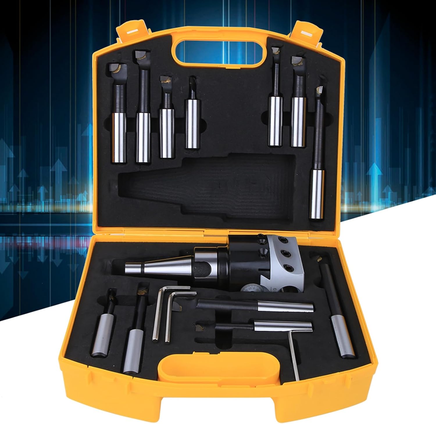 17PCS Boring Head Set Metric System 40Cr Boring Bars CNC Milling Tools Kit Set NT30-F1-18 NT40-F1-18 75mm Boring Head (NT40-F1-18-12PCS)