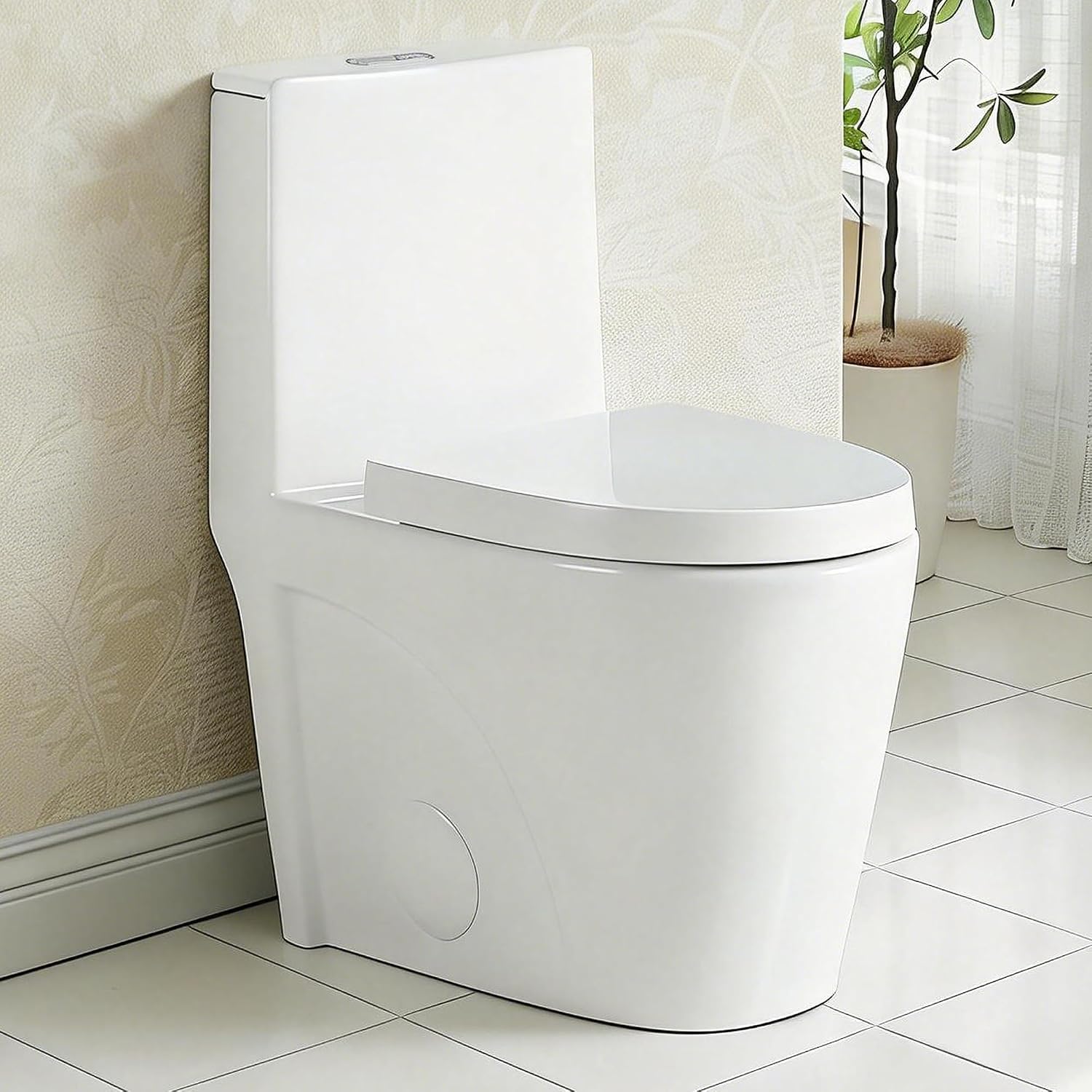 One Piece Toilet, Elongated One-Piece Toilet for Bathrooms, Dual Power Flush Toilet 1.1/1.6 GPF and MAP 900g, Soft Close, Durable Ceramic, Easy-to-Clean Surface (White)