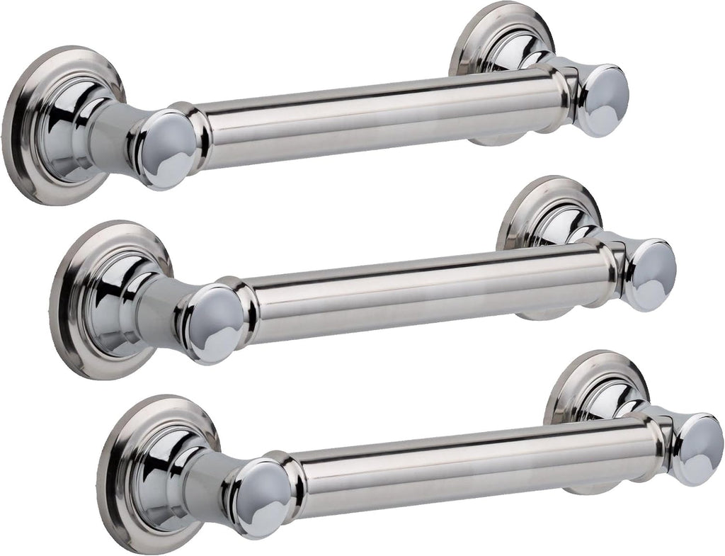 DELTA FAUCET 41612 Traditional Grab Bar, 12-Inch, Chrome (Pack of 3)
