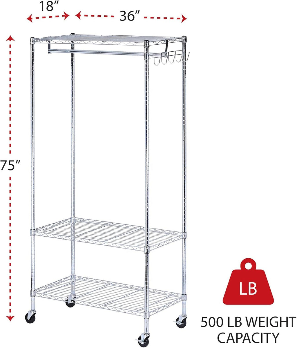 Alera ALEGR363618SR 36 in. W x 18 in. D x 75 in. H 30 Garments Wire Shelving Garment Rack - Silver