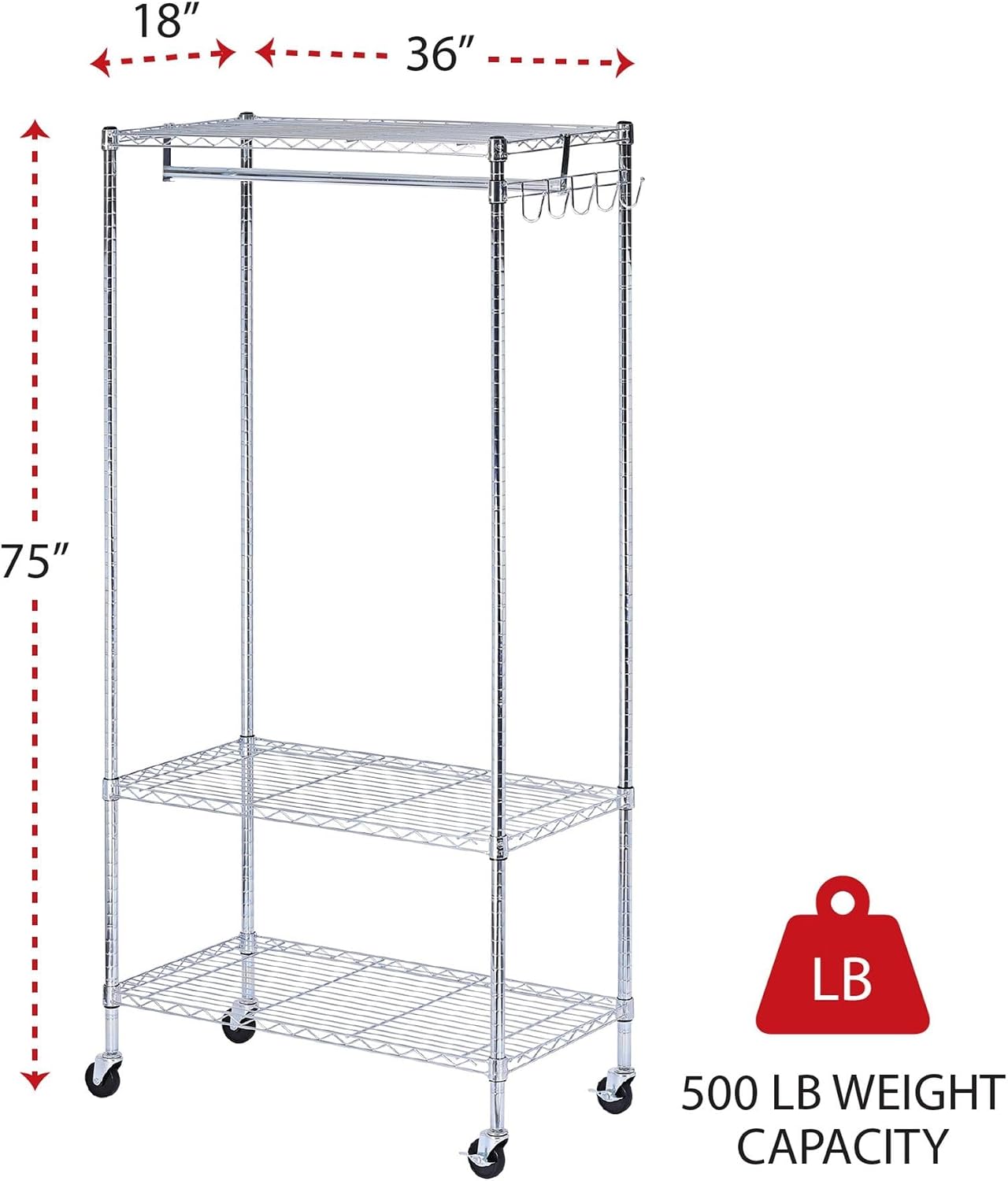 Alera ALEGR363618SR 36 in. W x 18 in. D x 75 in. H 30 Garments Wire Shelving Garment Rack - Silver