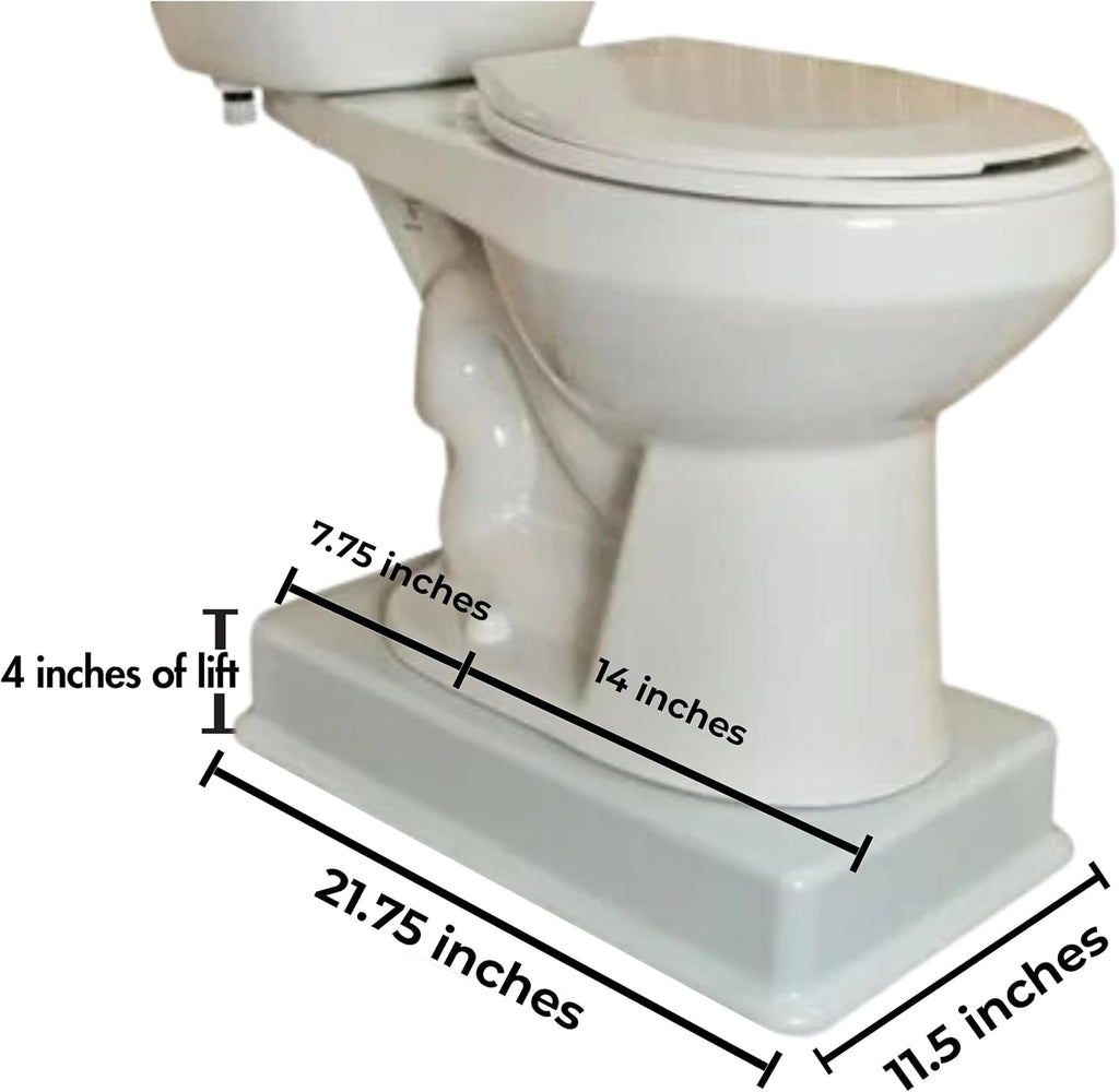 Medway Toilet Riser 4-Inch Lift Standard Kit - Stable, Supportive, and Easy to Clean Bathroom Toilet Seat Lift Aid, Seniors and Handicap Toilet Seat Riser (Supports up to 1,000 lbs) - Made in The USA