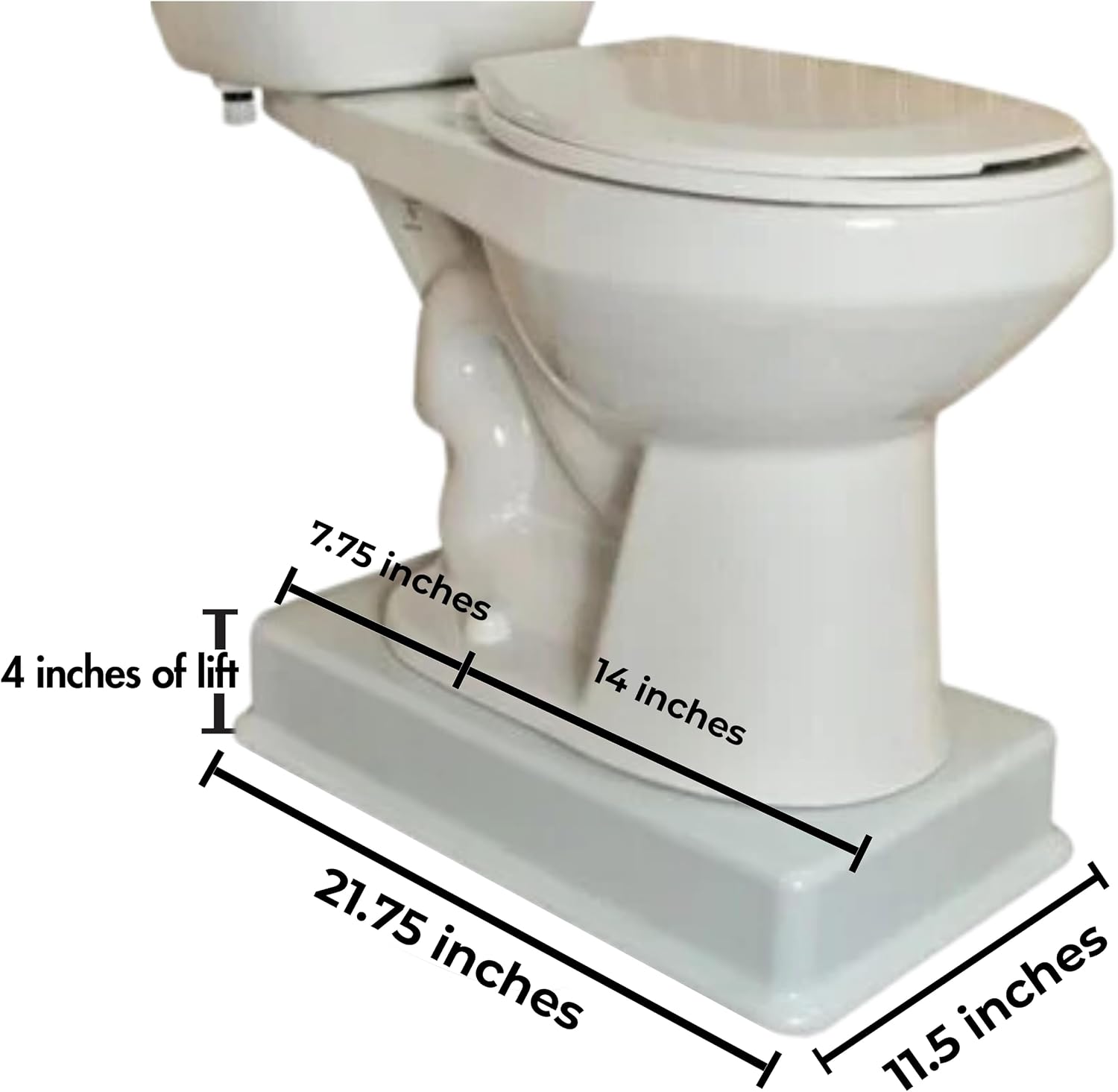 Medway Toilet Riser 4-Inch Lift Standard Kit - Stable, Supportive, and Easy to Clean Bathroom Toilet Seat Lift Aid, Seniors and Handicap Toilet Seat Riser (Supports up to 1,000 lbs) - Made in The USA