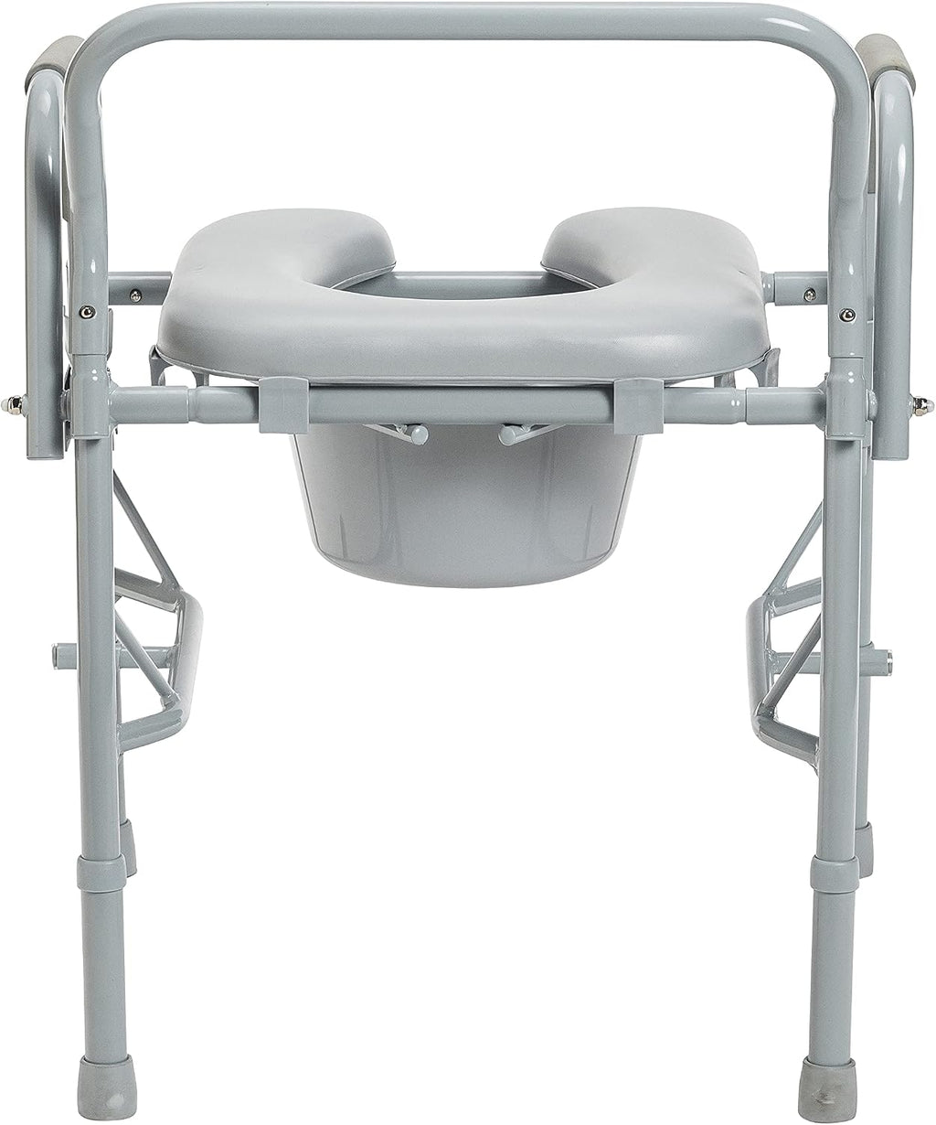 Drive Medical 11125PKSD-1 Commode Chair for Toilet with Padded Seat and Arms, Gray