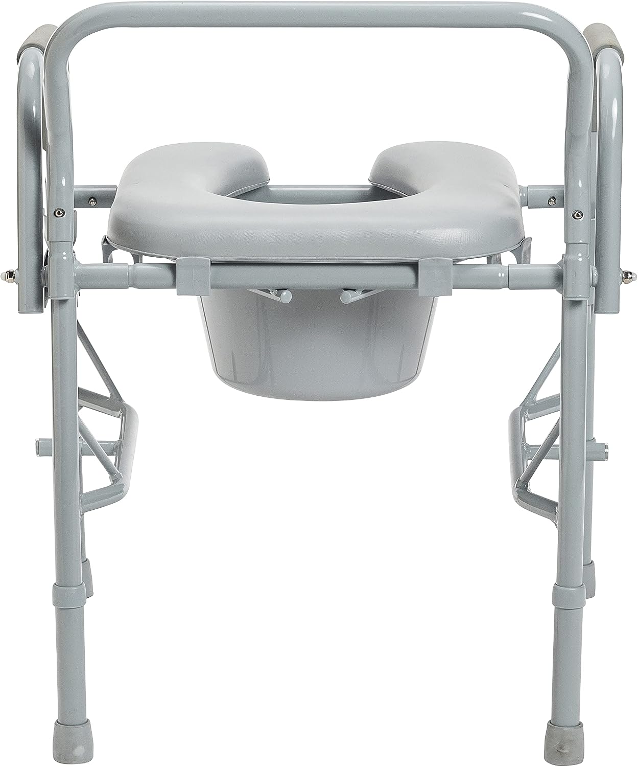 Drive Medical 11125PKSD-1 Commode Chair for Toilet with Padded Seat and Arms, Gray