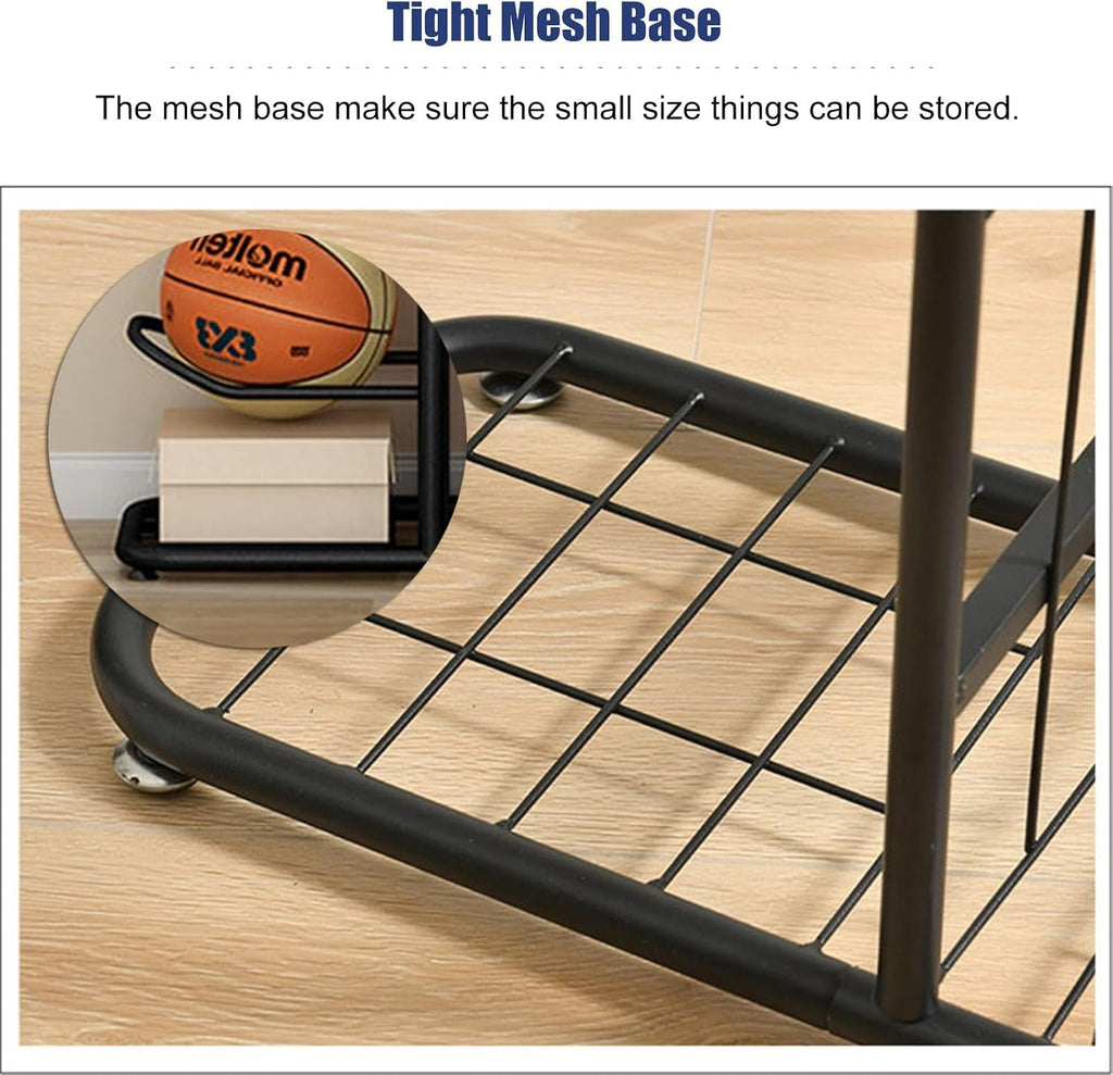 Basketball Ball Storage Rack Ball Storage Display Rack Floor Stand, Vertical Standing Metal Sport Ball Organizer Holder, Basketball Football Volleyball Storage Display