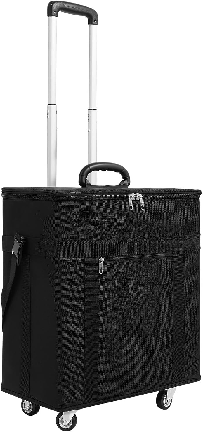 180 Slot Eyeglasses Storage Trolley Case, Optical Gasses Frame Display Trolley Case with 4 Wheels, Portable Eyewear Storage Collector Display Trolley Suitcase with 12 Independent Trays, Smooth Zip