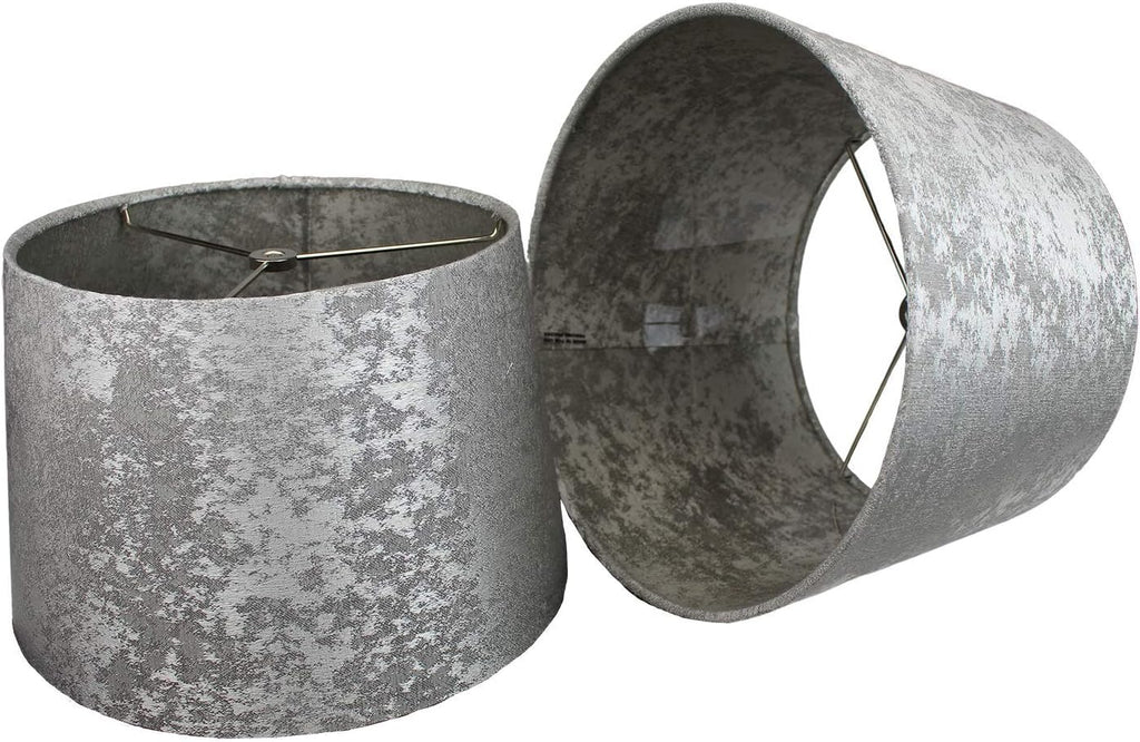 FenchelShades.com Set of 2 Lampshades 10' Top Diameter x 12' Bottom Diameter x 8' Slant Height with Washer (Spider) Attachment. Attaches to Lamps with an existing Harp (not included) (Sterling)